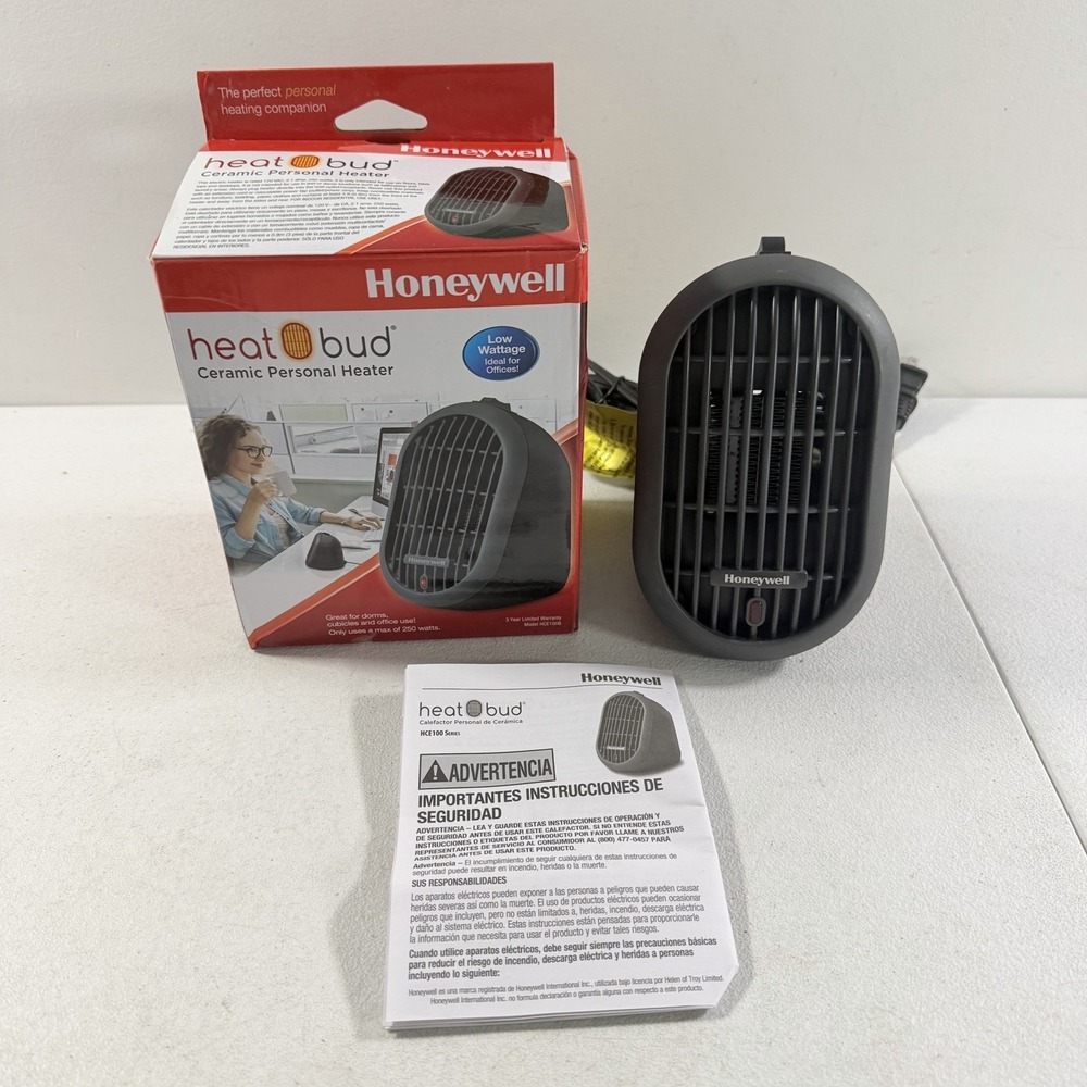 Honeywell Heat Bud Ceramic Personal Heater HCE100B Low Wattage Black